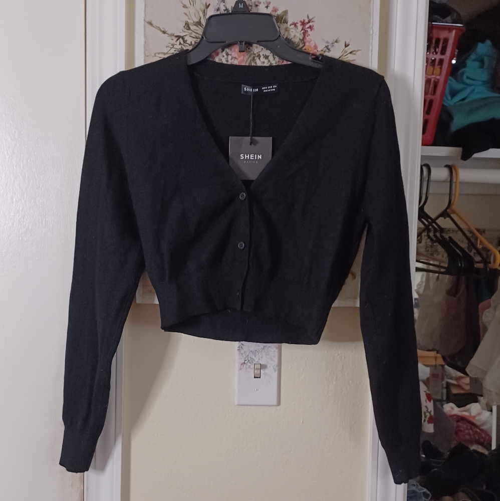 Black Cropped Cardigan